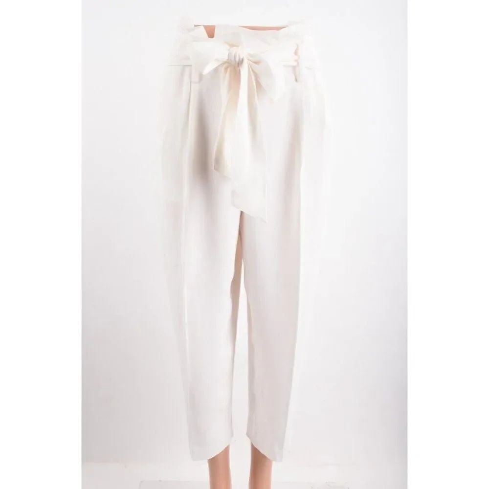 Boden Womens Paperbag Melina Cropped Pants Trousers UK 12P US 8P Off White NWT